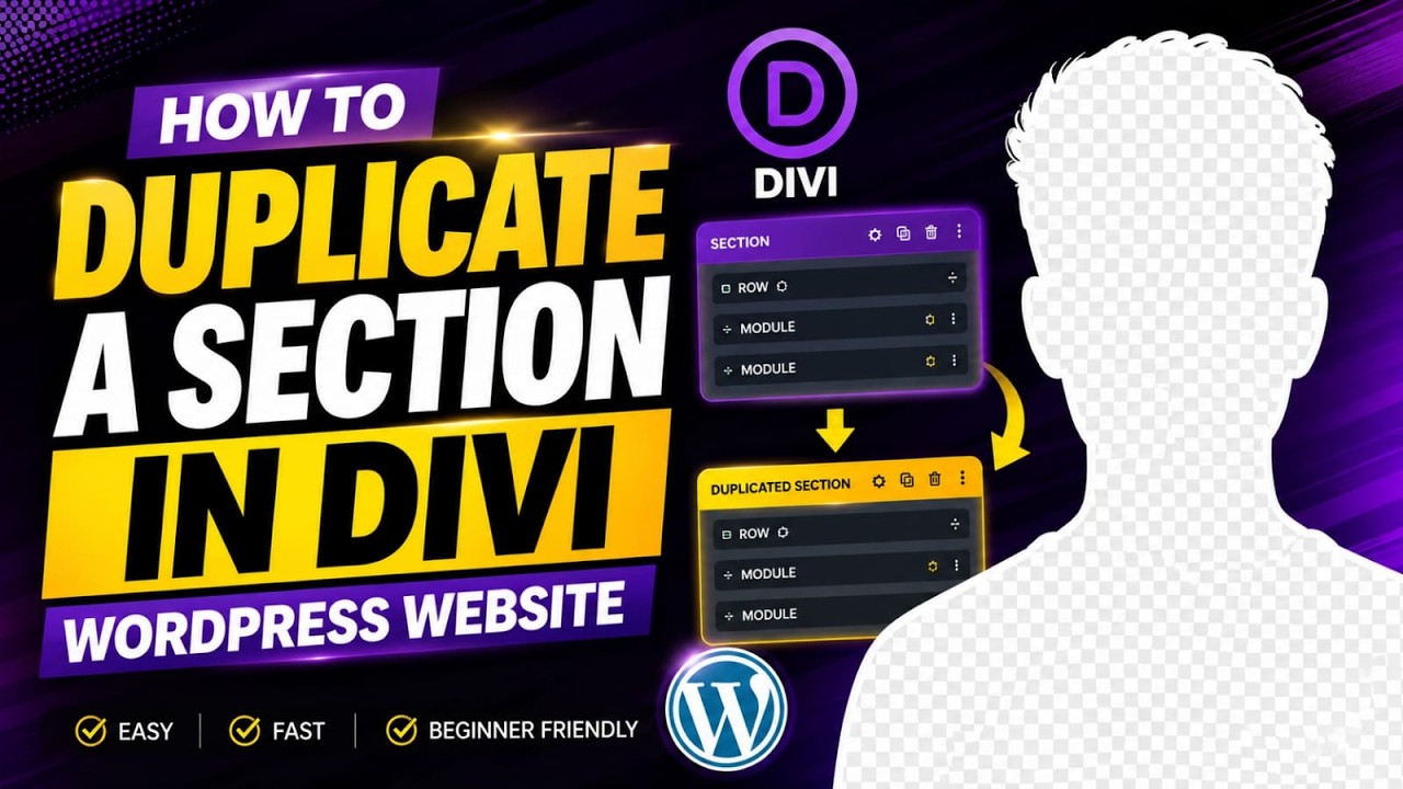 How to duplicate a section in divi wordpress website - YouTube