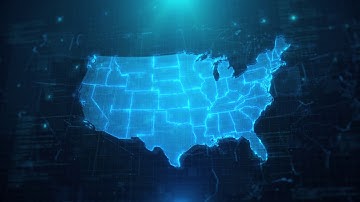 USA map on blue digital animated background