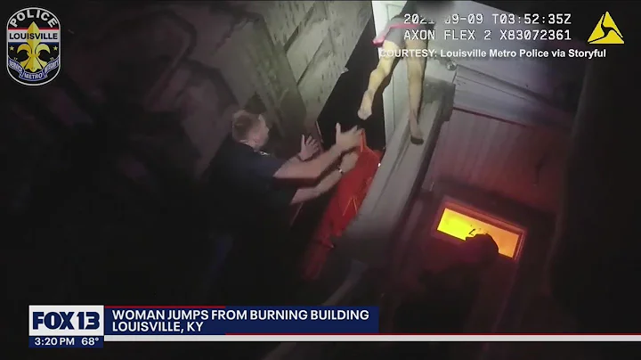 Bodycam video shows woman jump from burning building into rescuers' arms