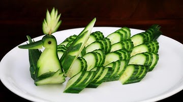 Cucumber Challenge - Super Salad Decoration Ideas - Cucumber Bird Carving Garnish