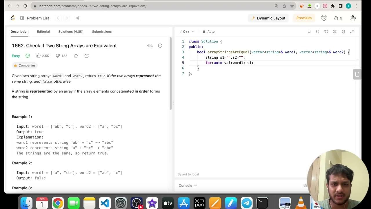 1662. Check If Two String Arrays are Equivalent - YouTube