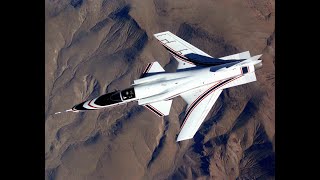 Grumman X-29 experimental aircraft walk by. At the National Museum of the United States Air Force