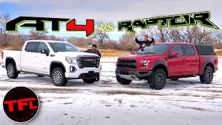 Ford F150 Raptor vs. GMC Sierra AT4 We Compare GMC And Ford's Most OffRoad Worthy Trucks!