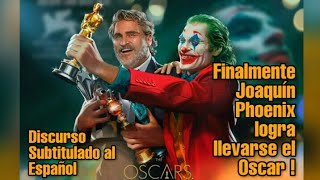 Joaquín Phoenix finalmente se lleva el #Oscar como mejor actor en #Joker \/ Discurso subtitulado