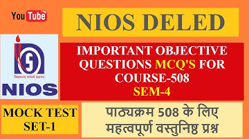 COURSE 508 NIOS DELED IMPORTANT OBJECTIVE QUESTIONS MCQ