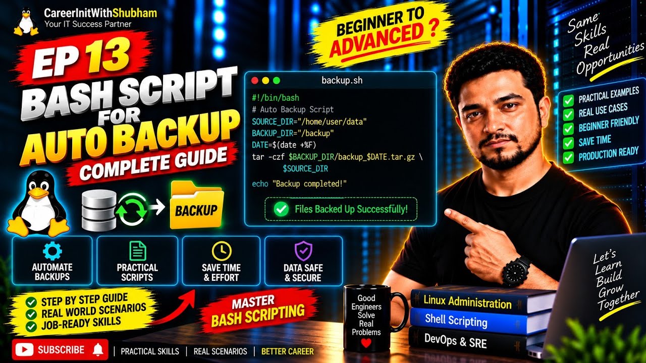 Linux Auto Backup Script Explained | Bash + Cronjob | EP 12 - YouTube
