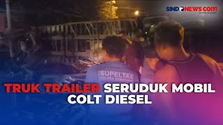 Truk Trailer Melintang di Semarang Usai Seruduk Mobil Colt Diesel hingga Tercebur ke Sungai