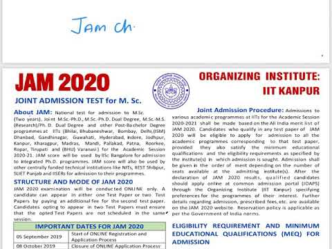 IIT JAM 2020 Admission || IIT JAM Chemistry || Jam Chemistry