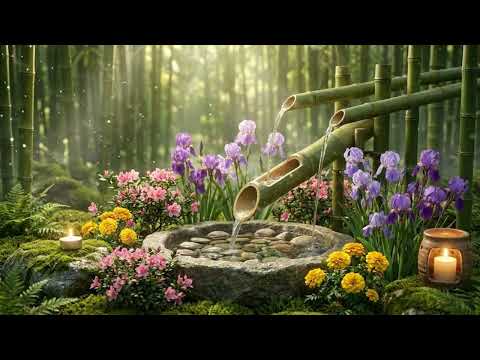 Relaxation Music Bamboo Water Fountain  Piano + Rain Sounds 🌧️ Deep Sleep Healing Music