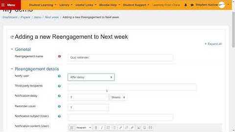 Reminding students with Moodle