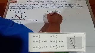 Example 1 Evaluating Trigonometric Functions given a Point on the Terminal Side