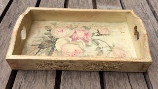 How to decore a tray with decoupage and distressed paint