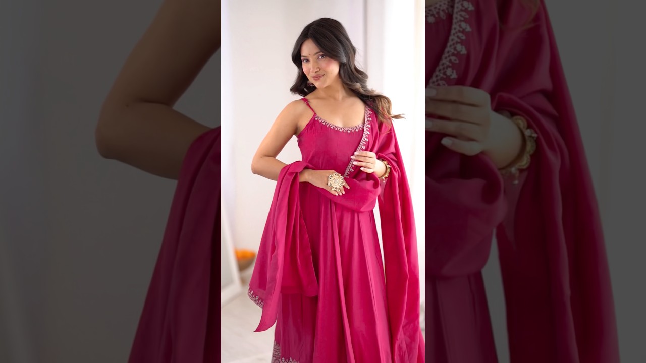 Dark Pink Roman Silk Chanderi Suit