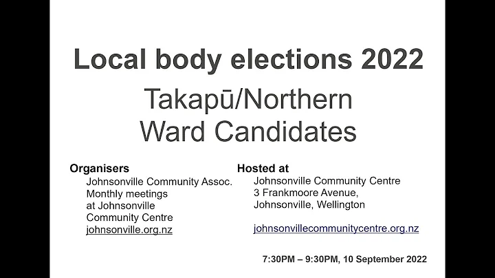 Local body elections 2022 - Takap/Northern Ward Ca...