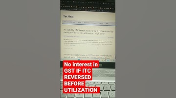 NO INTEREST IN GST NEEDS TO BE PAID #ITC