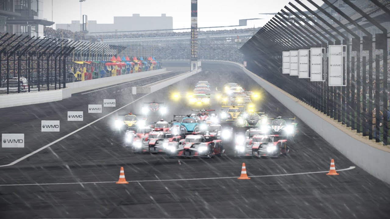Rainy Indianapolis RC multi-class race LMP1, LMP2, GTE, GT3 - YouTube
