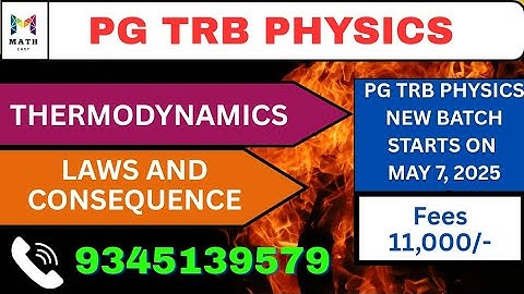 PGTRB | Thermodynamics | Laws of thermodynamics and their consequences