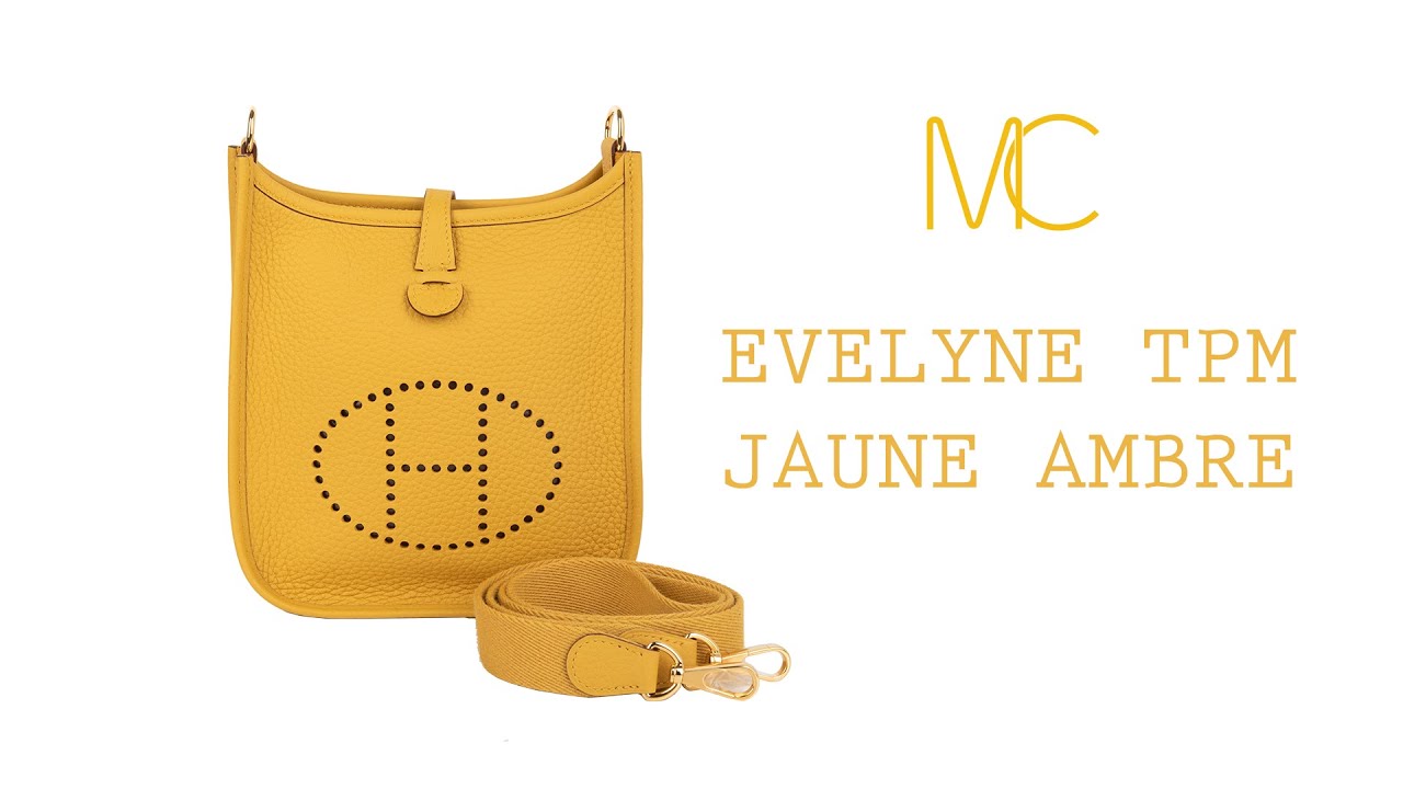 Hermes Evelyne 16 TPM Jaune Ambre Taurillon Clemence with gold hardware