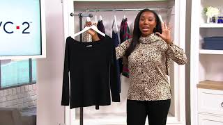 Linea by Louis Dell'Olio Whisper Knit Lurex Wide-Neck Sweater on QVC screenshot 5