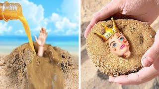 Look! I Found Barbie In The Sand 🙀 *Poor VS Rich EXTREME MAKEOVER For Doll*