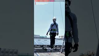 Worker Process Demonstrating Rope Access Safety Balance Technique