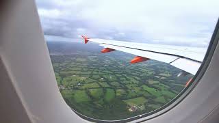 wet take off from Gatwick and climb out into the sun