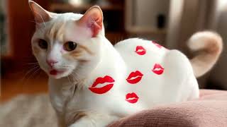 Adorable Cat Covered In Lipstick Kisses Cutest Moment Ever