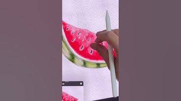 🍉 Procreate Watercolor Magic: Juicy Watermelon for Beginners 🍉 😍 #shorts #procreatetutorial #ipadart