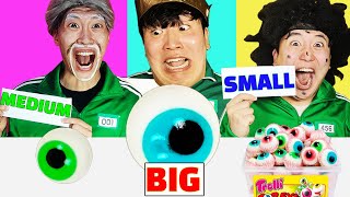 Big, Medium and Small Food ASMR Eating Challenge Mukbang Giant vs Tiny Food HUBA