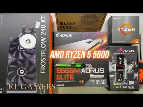 AMD Ryzen 5 5600 GIGABYTE B550M AORUS ELITE GT1030 ID-Cooling FROSTFLOW 240  XT - YouTube