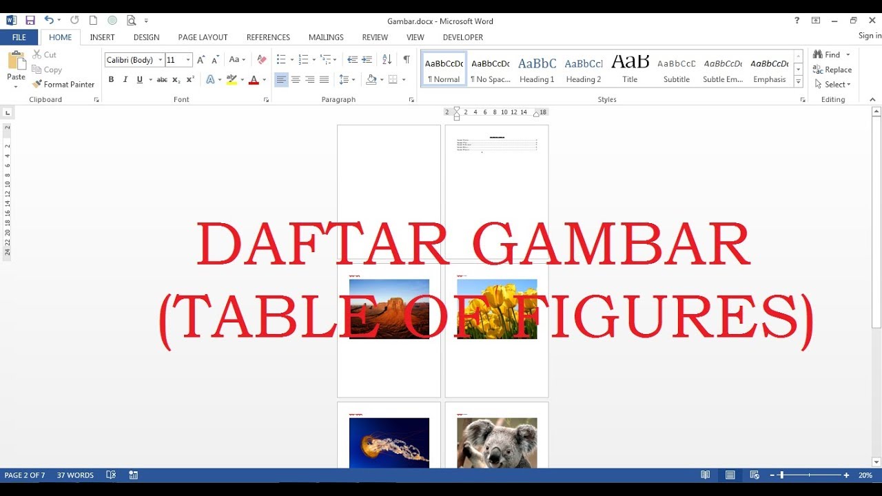 Cara Membuat Daftar Gambar Table Of Figures Di Microsoft Word 2013