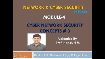 Module 4 - Cyber Network Security Concepts lecture #3, by Prof  Harsha B K