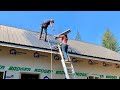 Installing Wood Stove Pipe through Roof - Couple Builds Off-Grid Home