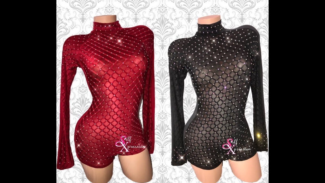 Bejeweled Bodysuit embellished rhinestone AB crystal YouTube