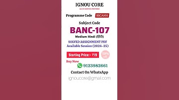 BANC 107 Solved Assignment PDF 2024-25 in Hindi, BSCANH program BANC-107 Solved assignments