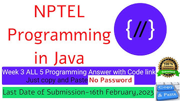 NPTEL Programming in Java week 3 all 5 programming assignment answer with code link