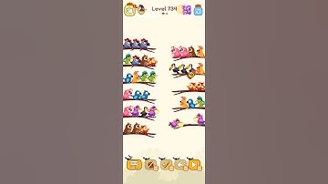 Bird sort color game level 734 #games #leveldesign #gamedesign #gameartdesign #gameconcept