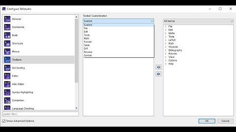 Configuring the Custom Toolbar in latex software | latex | texstudio | miktex