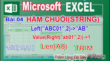 #excel - Hàm Chuỗi(STRING): LEFT,,RIGHT, MID, VALUE, LEN, TRIM | Tự Học Excel