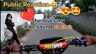 Her reaction ❤️🥳😅 #bikergirl #bikestatus #modified #chamber #suzukishogun #2strokekiller