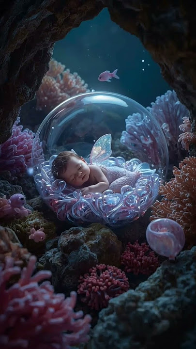 A serene and hyper-realistic fantasy scene depicting a magical baby...#dream#sea#baby#ai