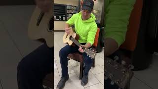 Robin Plays Guitar Brown Eyed Girl Cover
