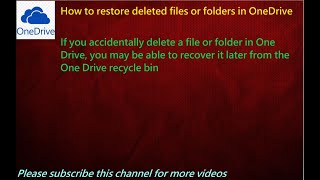 how to restore deleted files or folders in onedrive