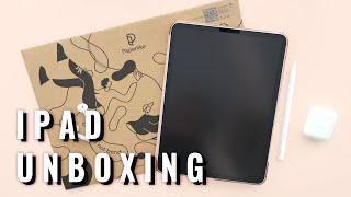 IPAD PRO 2020 11 UNBOXING + PAPERLIKE SCREEN PROTECTOR ✏️ FIRST DIGITAL DRAWING