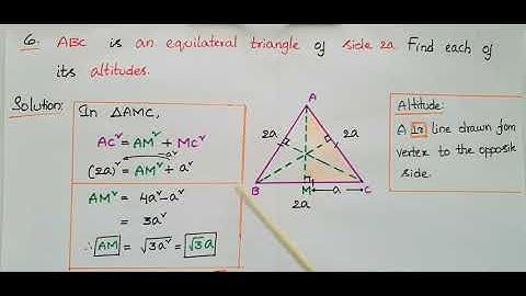 MCQs-Q4,Q5,Q6-Ex6.5-Ncert-ABC is an equilateral triangle of side 2a. Each of its altitudes....