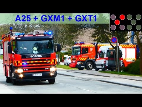 RTW A25 + HLF GXM1 + RW GXT1 falck gladsaxe beredskab øst brandbil i udrykning RTW A25 + HLF GXM1 + RW GXT1 falck gladsaxe beredskab øst brandbil i udrykning