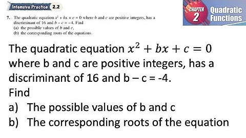 Quadratic Functions intensive practice 2.2 Q7 | latihan intensif 2.2 | has a discriminant