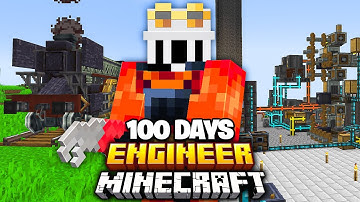 We Survived 100 Days as an ENGINEER In Skyblock Minecraft...