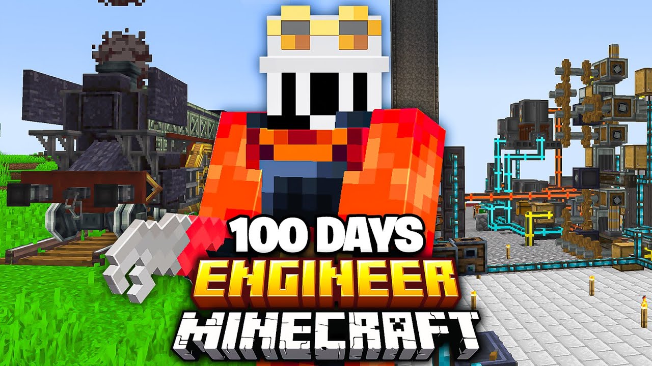 We Survived 100 Days as ENGINEERS in SKYBLOCK Minecraft - YouTube