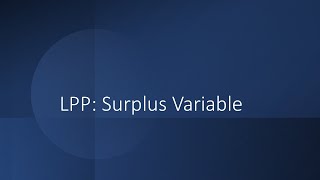 Surplus Variable